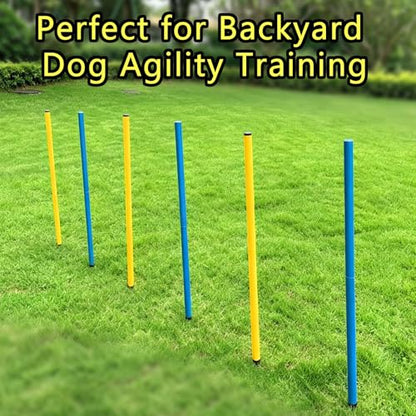 6-Pack Dog Agility Weave Poles with Stakes for Backyard Training - color: SLV-weave 6