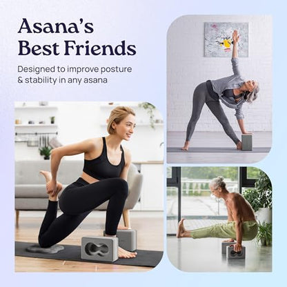 Deep-Zen® Yoga Blocks Wrist Support; Yoga Blocks 2 Pack with Knee Pads and Strap to Put Less Weight on Wrists; Durable, Versatile Yoga Brick Exercise Block Set, Blocks Yoga - color: Grey