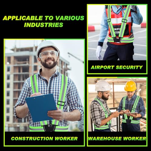 4 Pcs Reflective Vest High Visibility Safety Vests, Adjustable Running Gear Straps Lightweight Reflector for Construction (Green) - color: Green