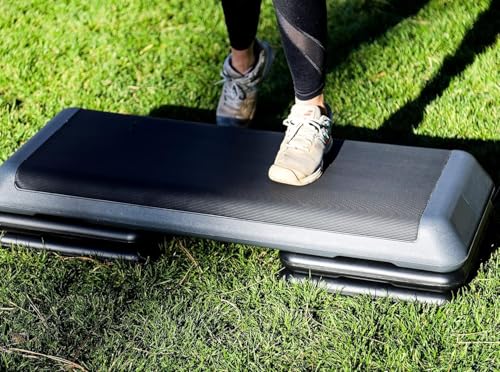 43'' Wide Adjustable Aerobic Step Platform - 4 Stackable Risers for Home Gym Cardio, Strength & Full-Body Training - color: Grey