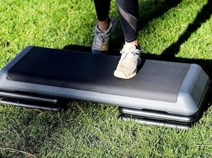 43'' Wide Adjustable Aerobic Step Platform - 4 Stackable Risers for Home Gym Cardio, Strength & Full-Body Training - color: Grey