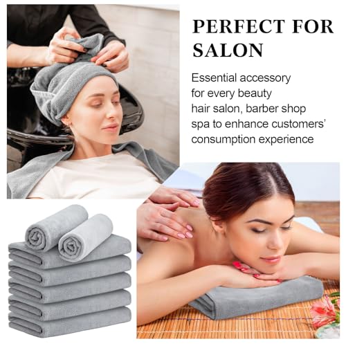 36 Pcs Microfiber Gym Towel 16 x 28 in Bleach Proof Towels Absorbent Soft Sweat Towels Quick Dry Lightweight Towel for Hand Salon Bath Spa Hotel Pool Home Hair Care(Light Grey)