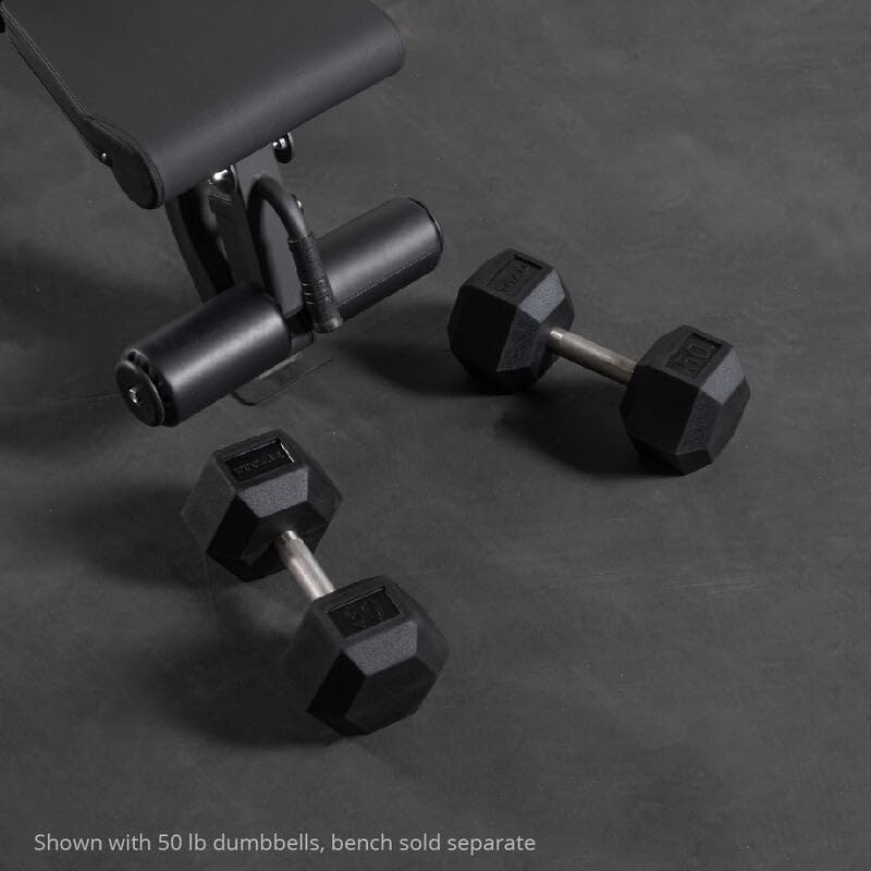 Titan Fitness Free Weights, Rubber Coated Hex Dumbbell, Straight Stainless Steel Handle, Strength Training, Full Body Workout - style: 30 pound Single