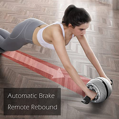 AB Wheel Roller with Resistance Spring, Automatic Rebound Core Trainer - color: Blue