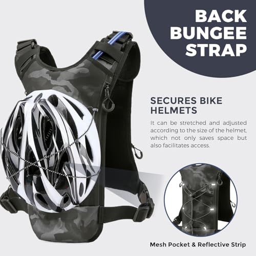 USA Patent Running Hydration Vest Backpack, Lightweight Chest Pack with 2.0L Water Bladder Bag Daypack for Hiking Running Cycling Race Marathon for Women Men - color: Camo