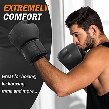 Boxing Gloves for Men Women Adults - color: Black, size: 10oz