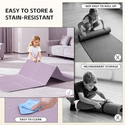 LVME Foldable Yoga Mat for Travel – 75"x31.5" Large POE Exercise Mat with Storage Pouch, Fits Suitcase & Backpack,6mm Non-Slip Surface for Yoga, Pilates, Gym & Outdoor Workouts
