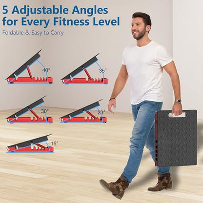 Slant Board for Calf Stretching, Heavy Duty Steel Calf Stretcher, 5-Level Adjustable Incline Board, 650 lbs Weight Capacity for Ankle Foot Knee Pain Relief, Physical Therapy & Plantar Fasciitis