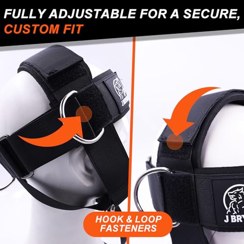 Neck Harness Adjustable Neck Strengthening Kit with Resistance Band & Door Anchor for MMA, Boxing for Weight Lifting, 6 D-Rings Multi-Directional Head Harness with Ear-Free Design