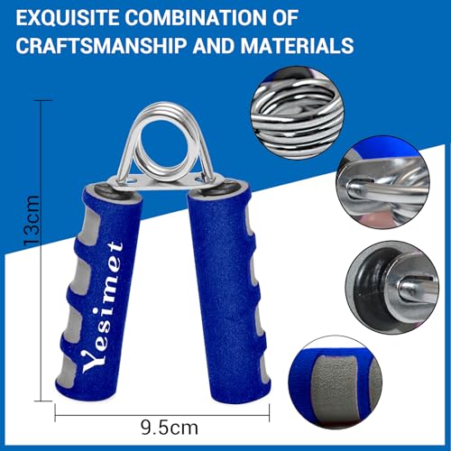 Hand Grip Strengthener Set, 2 Pack Hand Gripper, Finger Trainer, Forearm exerciser - Soft Foam Hand Exerciser for Quickly Increasing Wrist Forearm and Finger Strength (Blue)