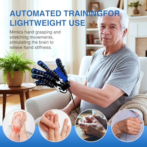 Stroke Hand Recovery Device, Rehabilitation Robot Gloves for Hand Therapy Equipment, Robotic Hand Glove for Stroke Rehab, Finger & Hand Exerciser with Adjustable Strength
