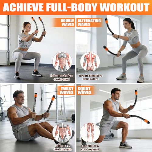 Cordless Battle Ropes Adjustable Weighted with 8 Removable Weight Rings