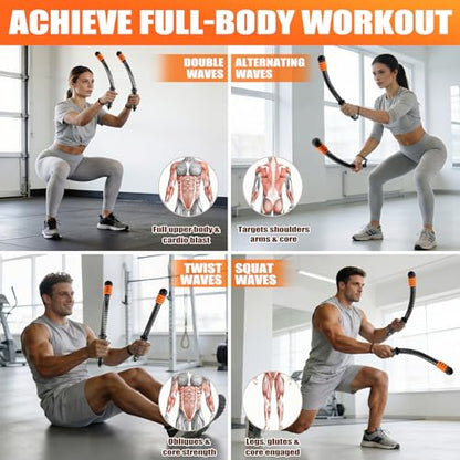 Cordless Battle Ropes Adjustable Weighted with 8 Removable Weight Rings