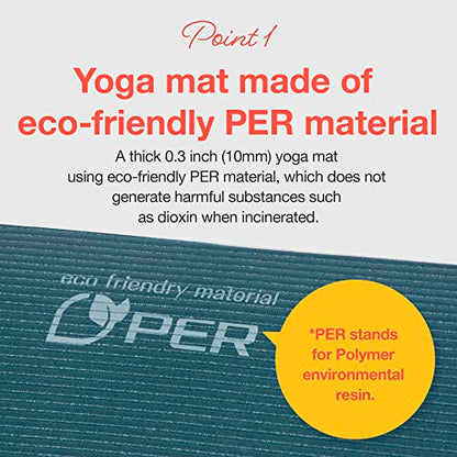PRIMASOLE Yoga Mat Eco-Friendly Material 1/2 inch Non-Slip Yoga Pilates Fitness at Home & Gym 4 Colors with Carrying Case & Strap - color: Jango Green & Black