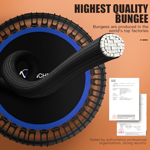 ANCHEER 40"/48" Foldable Rebounder Trampoline for Adults/Kids with Resistance Bands and Bungees, Indoor & Outdoor Mini Trampoline with Bar and Safety Padding - Max Load 450lbs/550lbs