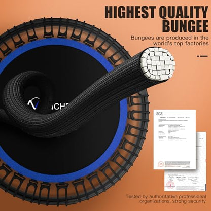 ANCHEER 48" Foldable Rebounder Trampoline for Adults/Kids with Resistance Bands and Bungees, Indoor & Outdoor Mini Trampoline with Bar and Safety Padding - Max Load 450lbs (Blue)