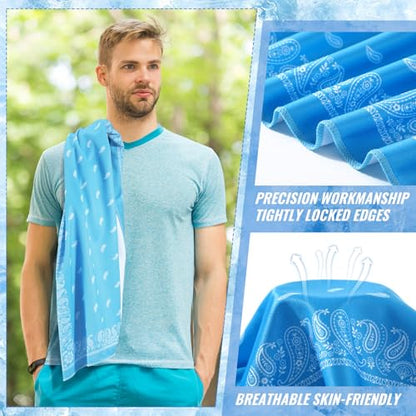 10 Pack Paisley Cooling Towels 40"x12" Microfiber Ice Towels Bulk for Neck & Face Summer Quick-Dry Sweat Rags for Gym Yoga Golf Running Sport Hot Weather Gifts
