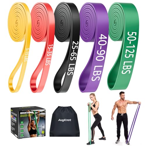 Resistance Bands for Working Out: 5-Levels Exercise Bands Set - Pull Up Assistance Elastic Silicone - Physical Therapy/Training/Stretching- Home Gym for Women and Men