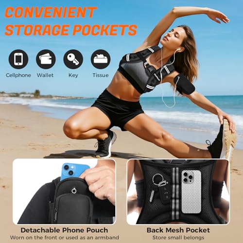 Weighted Vest for Woman Man 5lb/6lb/8lb/11lb/12lb/13lb/15lb/20lb/25lb/30lb Weighted Vest for Walking, Strength Training Weight Vest with Adjustable Buckle Detachable Phone Pouch for Running Workout