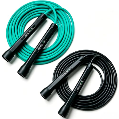 HEREROPE Adjustable Jump Rope – 5mm PVC Skipping Rope with Unbreakable Handles, Non-Kinking, Includes 1 Spare Rope for Indoor & Outdoor Fitness Training for Men, Women - color: 2-pack