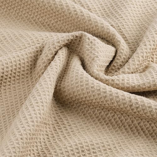 POLYTE 380 GSM Poly Blend Microfiber Quick Dry Waffle Bath Towel, 30x60 in - color: Beige