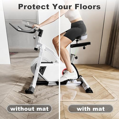 Exercise Bike Mat for Hardwood Floor Protector 36"x48" Clear Waterproof Bike Trainer Mats with Non-Slip Pads for Carpet Durable Thick Indoor Cycling Mat for Home Gym or Workouts