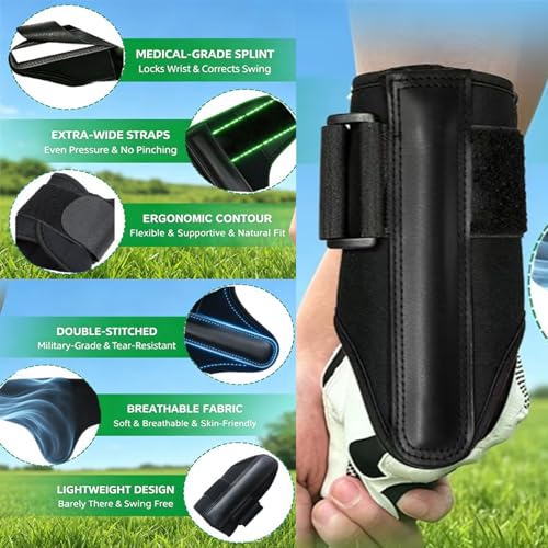 Golf Wrist Hinge Trainer | Adjustable Golf Wrist Brace with Internal Medical-Grade Splint - Swing Training Aid & Injury Recovery Support for Left/Right Handed Players