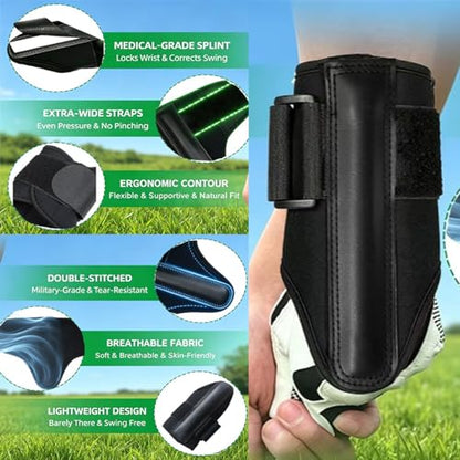 Golf Wrist Hinge Trainer | Adjustable Golf Wrist Brace with Internal Medical-Grade Splint - Swing Training Aid & Injury Recovery Support for Left/Right Handed Players