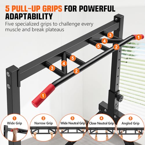 Foldable Power Tower Dip Station for Pull Ups, Dips & Push Ups, Upgraded Free Standing Pull Up Bar Station, Multi-function Workout Equipment for Home Gym Strength Training, Support 440LBS