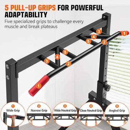 Foldable Power Tower Dip Station for Pull Ups, Dips & Push Ups, Upgraded Free Standing Pull Up Bar Station, Multi-function Workout Equipment for Home Gym Strength Training, Support 440LBS