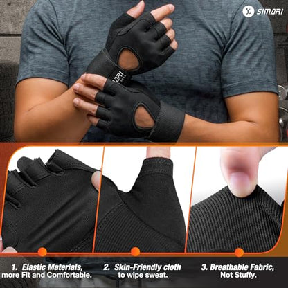 SIMARI Breathable Workout Gloves for Men and Women, Padded Weight Lifting Gloves with Great Grip, Full Palm Protection for Gym Training, Cycling, Weightlifting, Exercise, Crossfit, Climbing