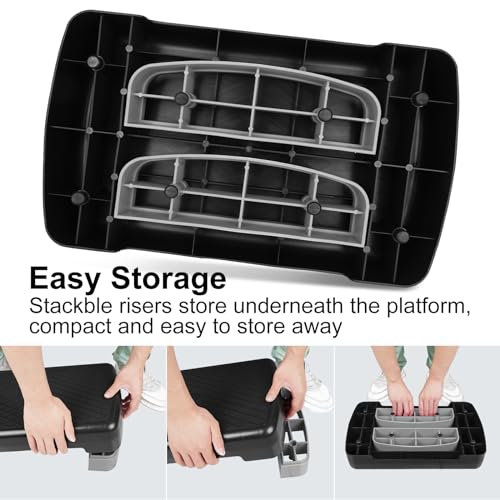 Exercise Workout Aerobic Step Platform Trainer, 18" Aerobic Stepper with 4"-6" Adjustable Height Risers
