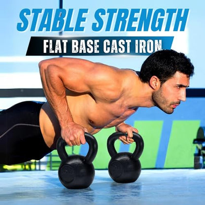 Yes4All Kettlebell Sets, 5 - 10 - 15 - 20 - 25 - 30 LB Cast Iron Strength Training Kettlebells, Wide Handles & Flat Bottom, Multi-Level from Beginners to Pros for Strength Training & Home Gym - color: D. 5 - 10 - 15 lbs