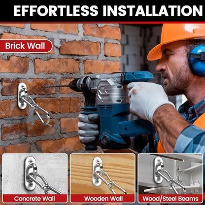 sprookber 304 Stainless Steel Pad Eye Snap Hook,M8 Ceiling Hook 1200Lb,8Pcs - size: 3.15 inch, style: Oval
