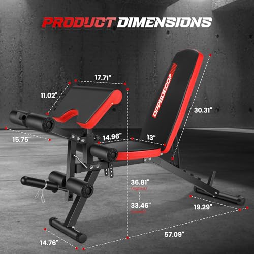 OPPSDECOR Adjustable Weight Bench with Leg Extension and Leg Curl, Workout Bench Press Preacher Curl Bench with Wheels, 800 LBS Flat/Incline/Decline Sit-Up Bench Gym Bench for Home Workout