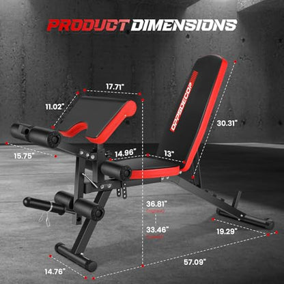 OPPSDECOR Adjustable Weight Bench with Leg Extension and Leg Curl, Workout Bench Press Preacher Curl Bench with Wheels, 800 LBS Flat/Incline/Decline Sit-Up Bench Gym Bench for Home Workout