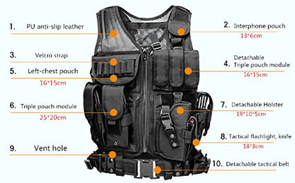 Trainning Tactical Airsoft Paintball Combat Swat Assault Army Shooting Hunting Outdoor Molle Police Vest - color: Breathable Black