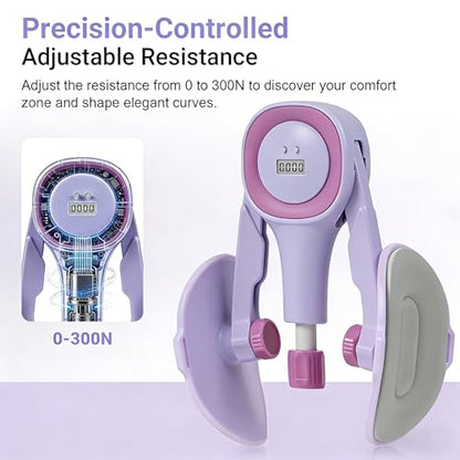 Thigh Trainer for Women, 15-60LB Adjustable Resistance Inner Thigh Exerciser for Pelvic Floor Strengthening, Kegel Equipment with Data Tracking, Home Gym Fitness for Postpartum Recovery & Shaping1