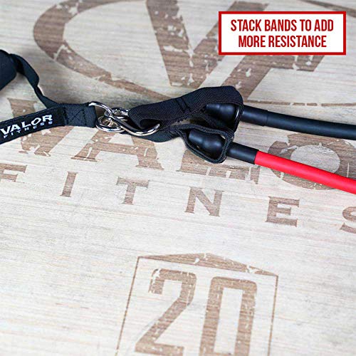 Valor Fitness Resistance Bands with Handles Set, Stackable Exercise Tube Bands for Home Gym Workouts, Strength & Mobility Training, Physical Therapy - Includes Door Anchor, Ankle Straps and Carry Bag