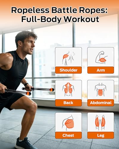2PCS Ropeless Battle Ropes with Resistance Bands for Home Gym Workouts - color: Black
