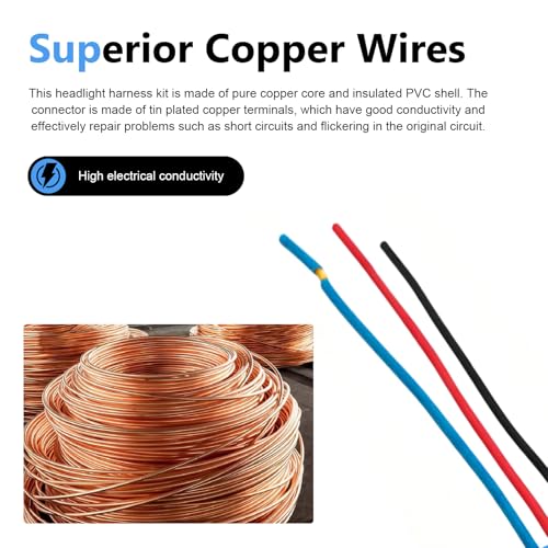 2 PCS Car 9007 Fog Light Socket Wire Harness Connector, High-Temperature Resistant 9007 9004 HB1 HB5 Wiring Harness, 3 Pin Ceramic Pure Copper Connector Plug, for Most Cars (Blue)