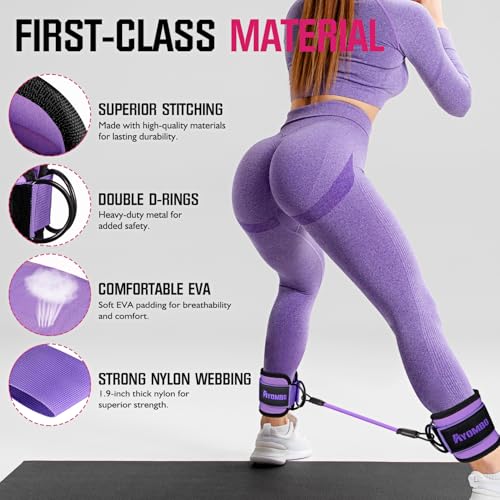 Ankle Resistance Bands with Cuffs, Home Gym Workout Equipment, Lifting Glute Butt Exercise Equipment for Women, Ankle Weights Fitness Set, Leg Booty Equipment for Training Perfect Body Shape