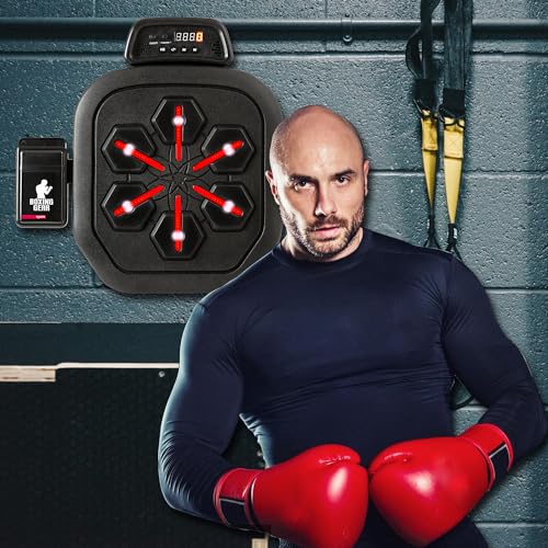 Smart Music Boxing Machine, Bluetooth Boxing Punching Game, Musical Workout Equipment, Wall Mount Home Trainning Boxing Target for Adult Kids with Storages, Gloves, Wristband