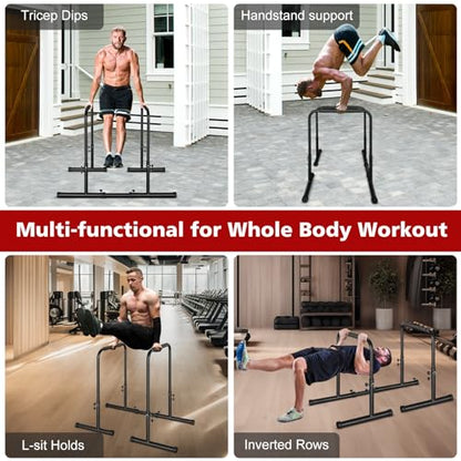 Dip Stand Station, Adjustable Height Dip Station for Strength Training, Heavy Duty Steel Parallel Push Up Stand, Home Gym Fitness Workout Dip bar Station,Tricep Dips, Pull-Ups, Push-Ups