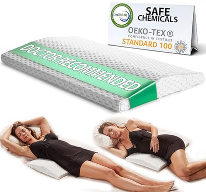 ComfiLife Lumbar Support Pillow for Sleeping Memory Foam Pillow for Back Pain Relief - Side, Back and Stomach Sleepers- Triangle Wedge Pillow - Bed Rest Pillow - Medium-Soft (White, Standard)