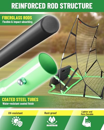 2-in-1 Soccer Rebounder with Adjustable Dual-Sided Rebound Board, Soccer Rebounder Net for Passing, Volleys & Ground Drills, Soccer Training Rebound Net for Solo & Team Practice