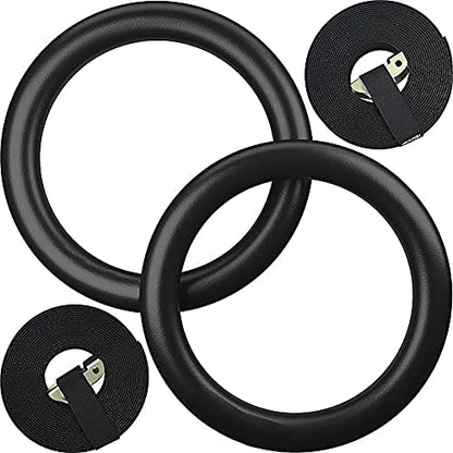 Vector X Black Gymnastic Rings 15 Ft Adjustable Strap Heavy Duty Pull Up Rings Home Gym Calisthenic Strength Training Equipment