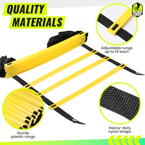 Teenitor Agility Ladder Speed Ladder Training Ladder for Soccer, Speed, Football Fitness Feet Training Carry Bag Agility Training Equipment 13 rungs, 23 feet