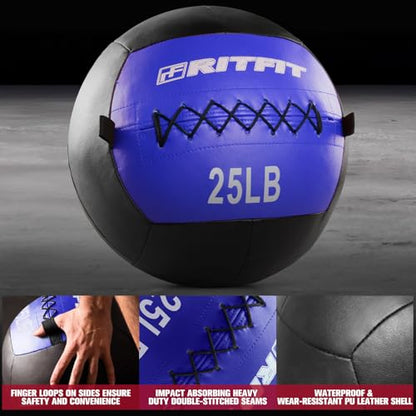 RitFit Soft Medicine Ball/Wall Ball for Strength and Conditioning Workouts, Core Training