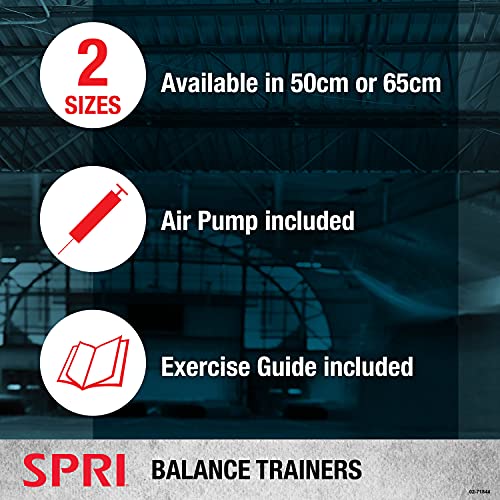 SPRI Balance Trainer Dome Shape Half-Exercise Ball with Non-Skid Base – Pro (65cm) or Sport (50cm) for Balance Training, Strength Building, Toning, and Improved Flexibility - style: Sport (50cm)